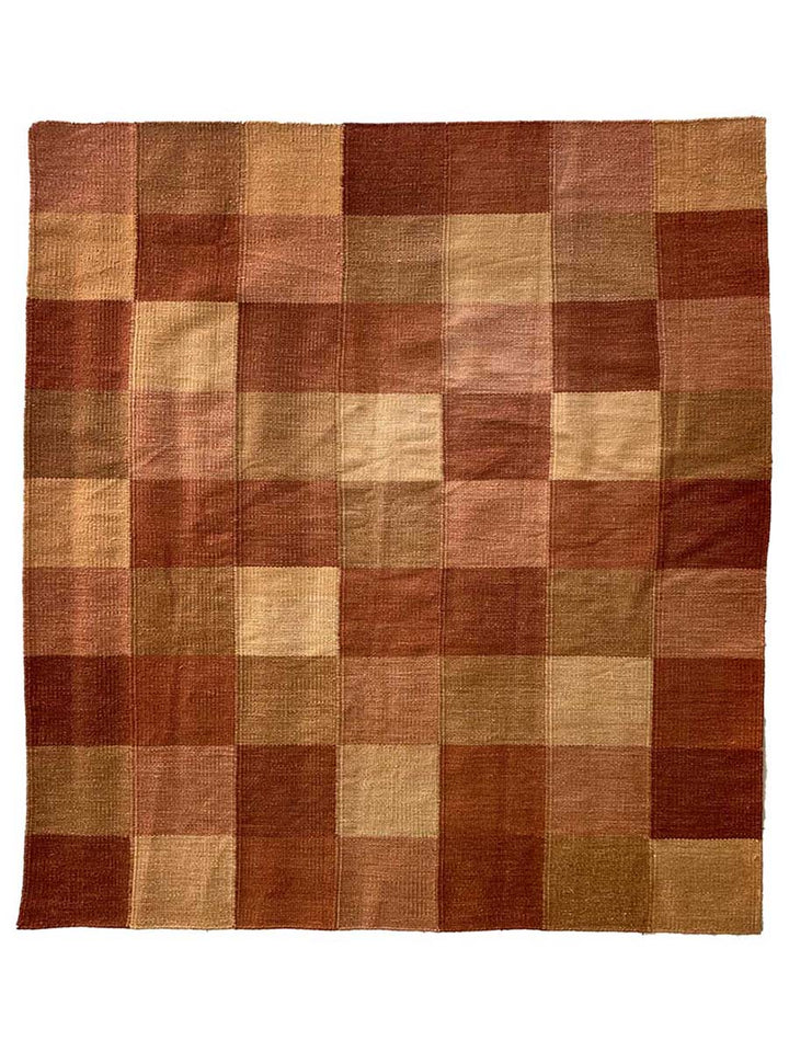 Neutral Checkers Rug - Size: 6.6 x 5.8 - Imam Carpet Co