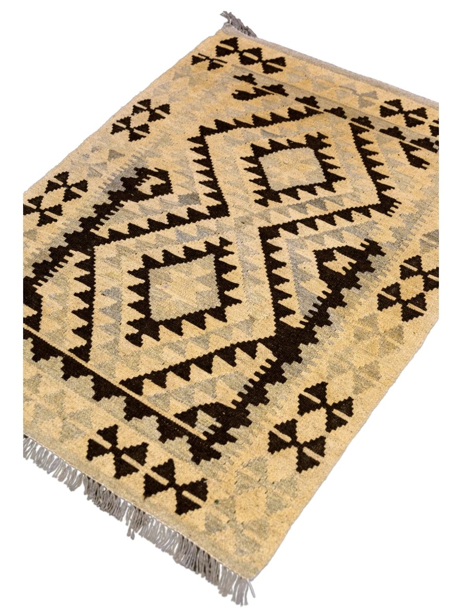 Nuetral Bohemian Kilim - Size: 3.10 x 2.9 - Imam Carpets - Online Shop