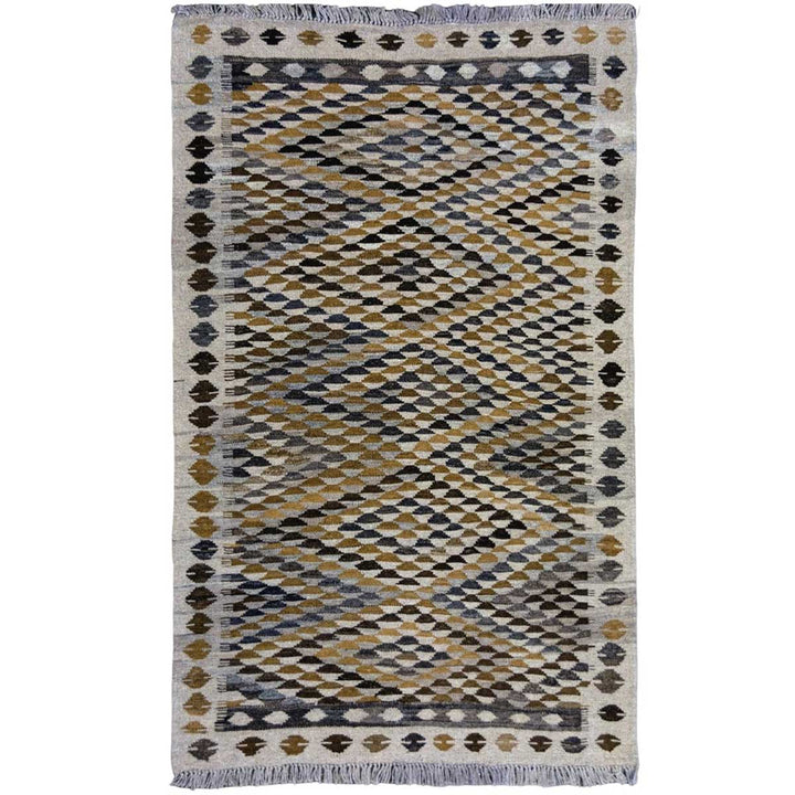 Nuetral Bohemian Kilim - Size: 4.10 x 3.3 - Imam Carpets - Online Shop