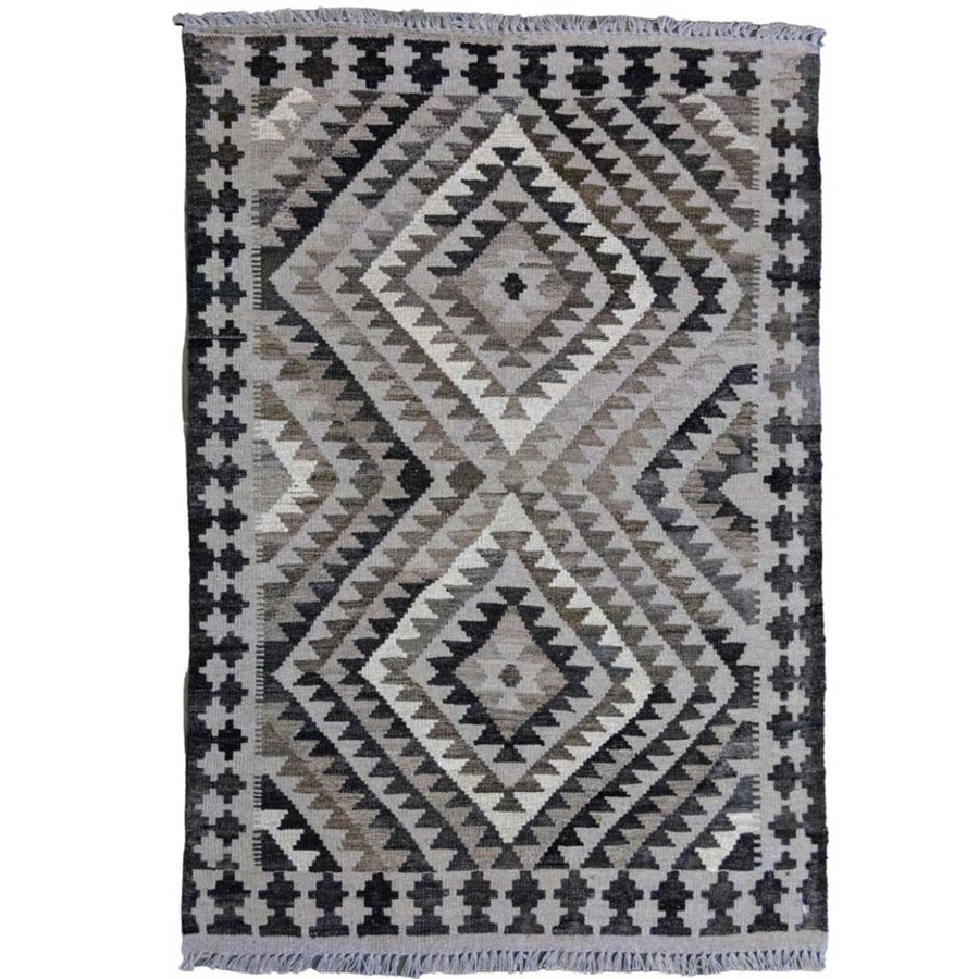 Nuetral Bohemian Kilim - Size: 4.11 x 3.4 - Imam Carpets - Online Shop