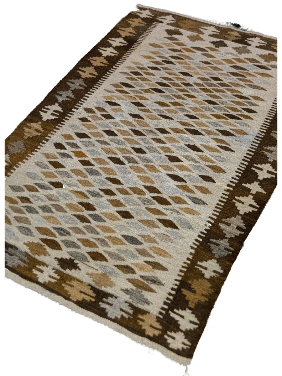 Nuetral Bohemian Kilim - Size: 5.1 x 3.4 - Imam Carpets - Online Shop