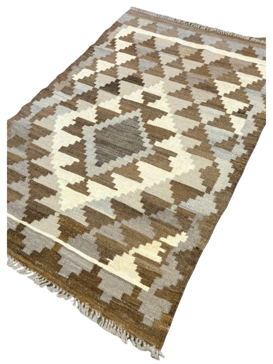 Nuetral Bohemian Kilim - Size: 5.2 x 3.3 - Imam Carpets - Online Shop