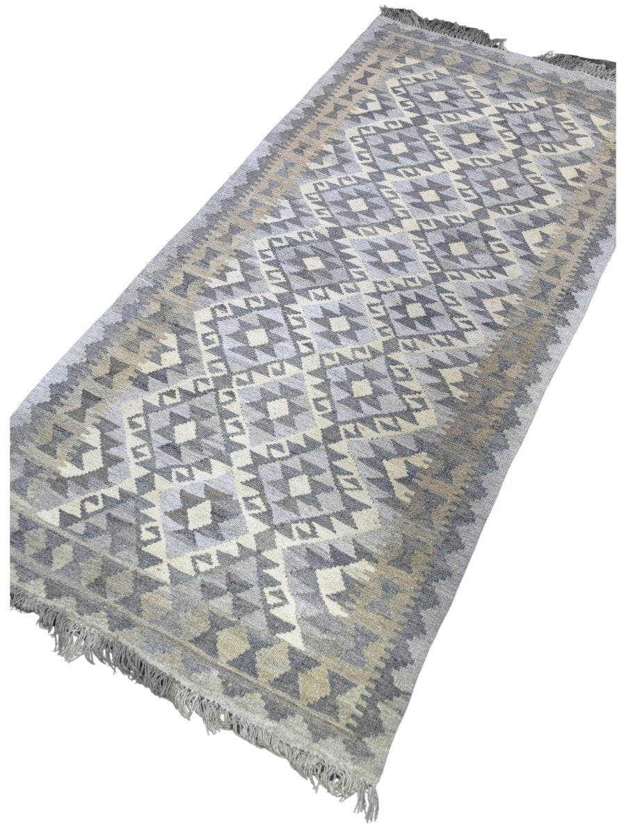 Nuetral Bohemian Kilim - Size: 6.5 x 3.1 - Imam Carpets - Online Shop