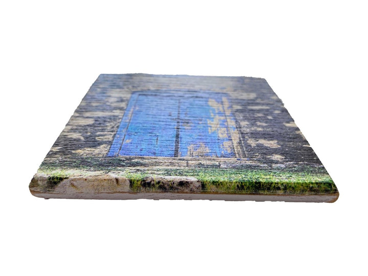 Old Blue Door - Oak Wood Coaster - Imam Carpets Online Store