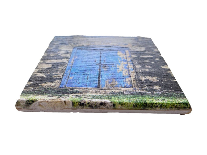 Old Blue Door - Oak Wood Coaster - Imam Carpets Online Store