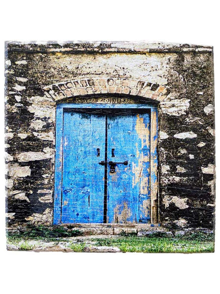 Old Blue Door - Oak Wood Coaster - Imam Carpet Co