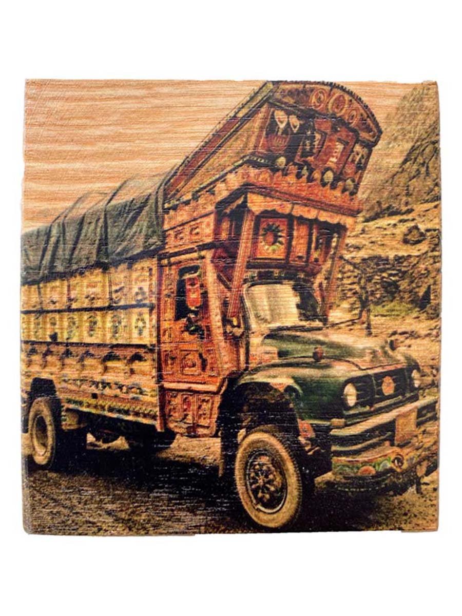 Pakistani Truck - Oak Wood Coaster - Imam Carpet Co