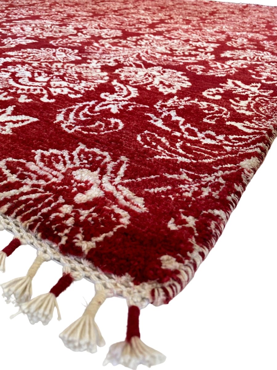Red Wrought Trellis Silk Rug - Size: 9.11 x 8 - Imam Carpets - Online Shop