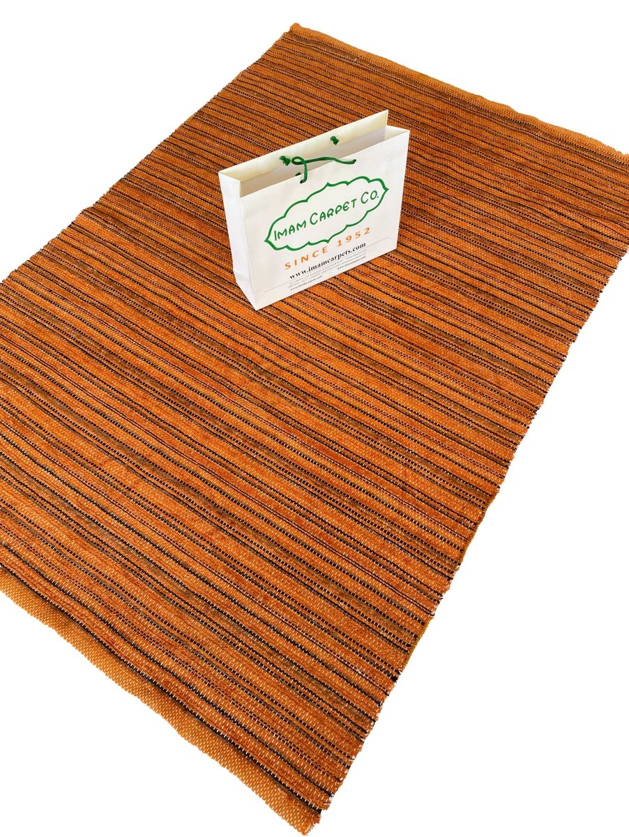 Rust Stripe Rug - Size: 6.2 x 4.3 - Imam Carpets Online Store