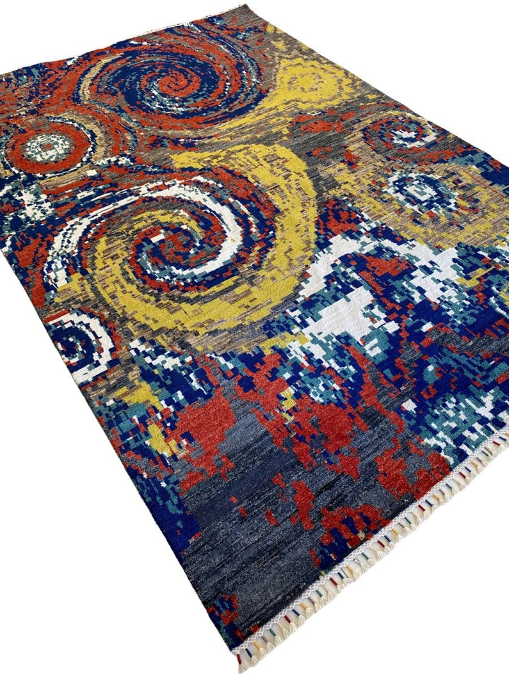 Twirls Abstract Rug - Size: 8.9 x 6 - Imam Carpets - Online Shop